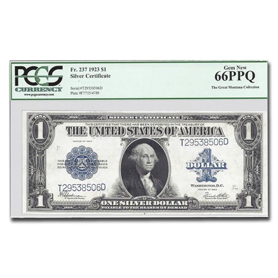 1923 $1.00 Silver Certificate Gem New-66 PPQ PCGS 1923 $1.00 Silver Certificate Gem New-66 PPQ PCGS